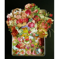 Preciosa Caja de Metal con Cromos Troquelados n. 4 · SAN VALENTIN FLORAL ·
