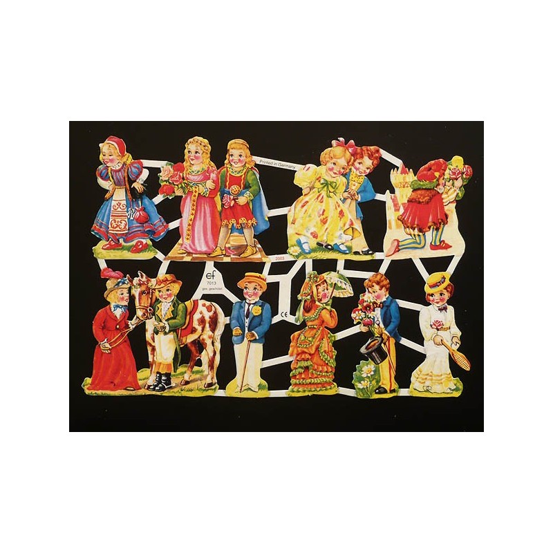 Lámina de cromos troquelados alemanes EF 7013 · Parejas de Niños ·