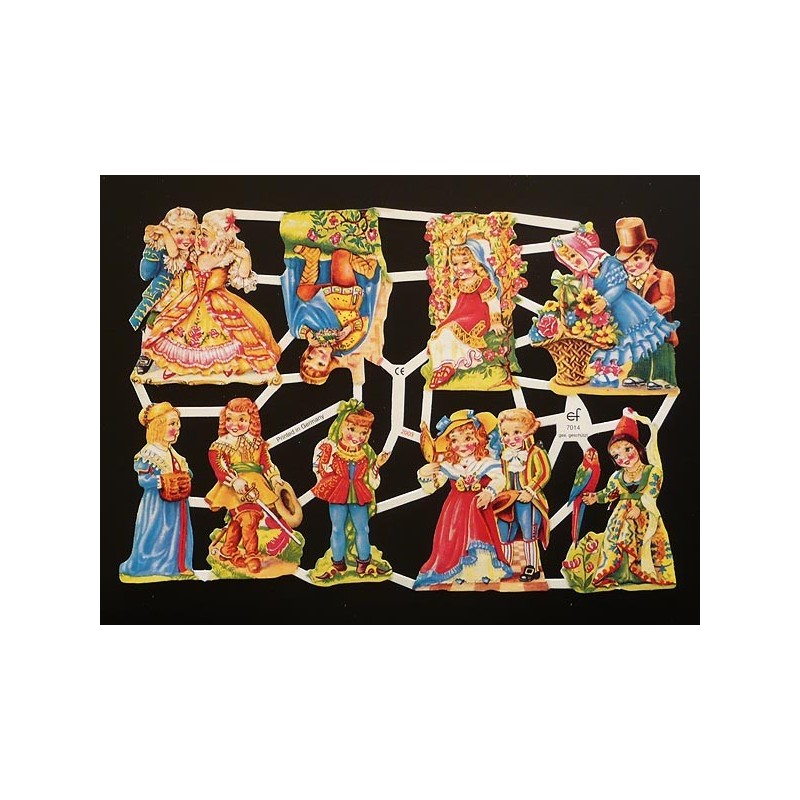 Lámina de cromos troquelados alemanes EF 7014 · Parejas de Niños ·